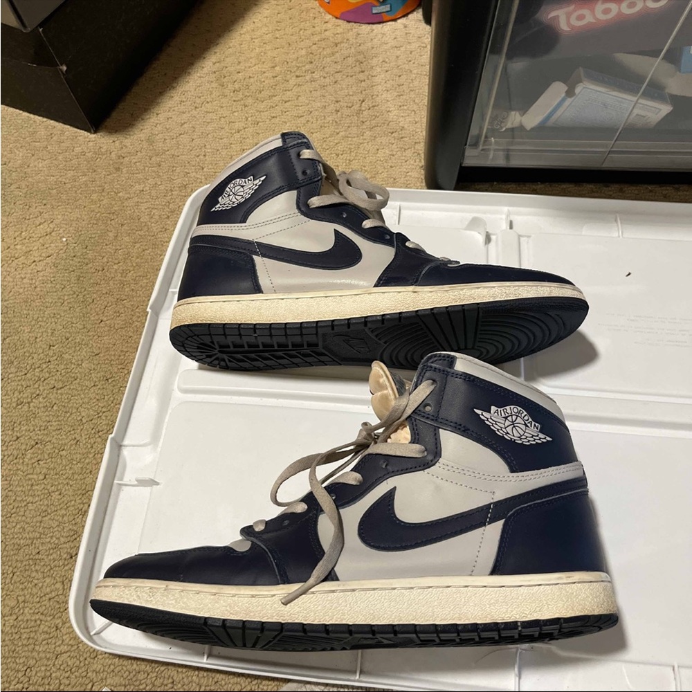 Nike Air Jordan 1 Men's Retro High 85 Georgetown Sneakers Size 12 Navy Blue Grey